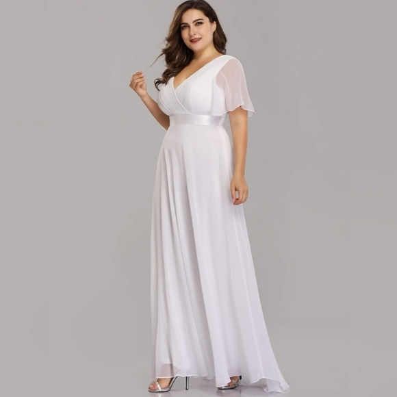 White Chiffon Formal Dress - Picture 1 of 12